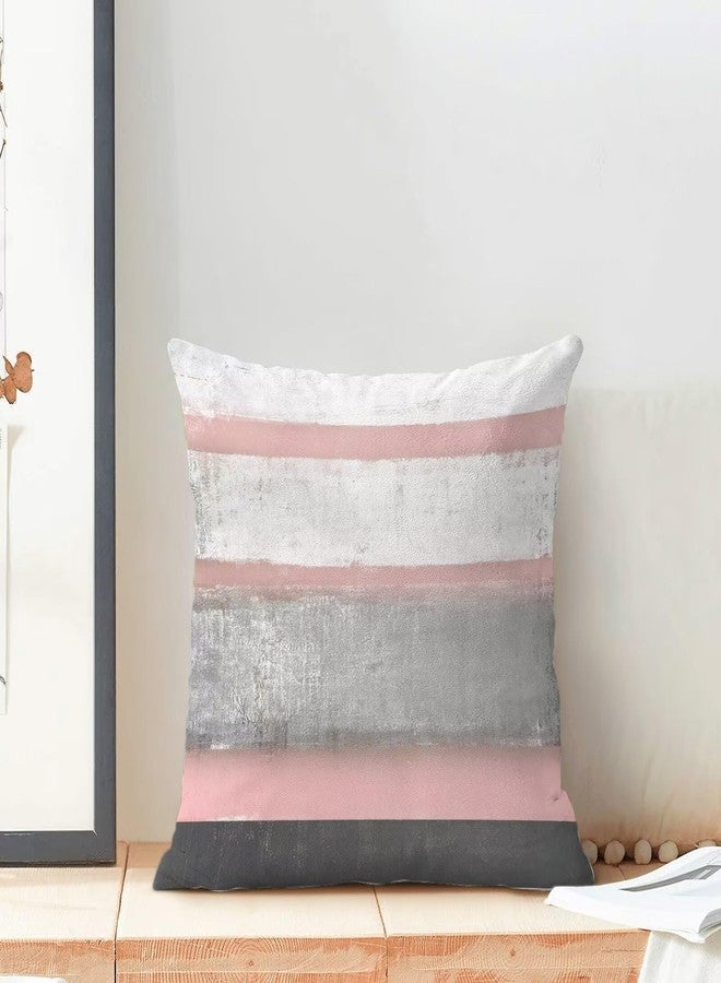 AEIOAE Pink Grey Pillow Covers 18x18 Set of 2 Beige Abstract Art Painting Striped Decorative Throw Pillow Covers Cotton Square Modern Cushion Case for Home Couch Sofa Outdoor - Image 3