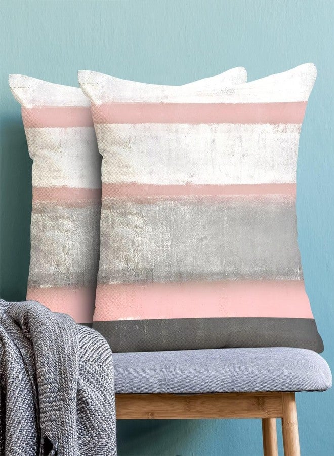 AEIOAE Pink Grey Pillow Covers 18x18 Set of 2 Beige Abstract Art Painting Striped Decorative Throw Pillow Covers Cotton Square Modern Cushion Case for Home Couch Sofa Outdoor - Image 4