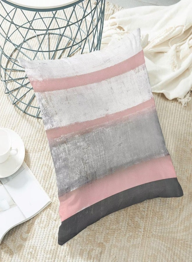 AEIOAE Pink Grey Pillow Covers 18x18 Set of 2 Beige Abstract Art Painting Striped Decorative Throw Pillow Covers Cotton Square Modern Cushion Case for Home Couch Sofa Outdoor - Image 5