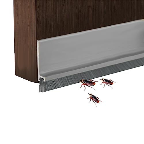 Yingd Door Draft Stopper with Brush Reduce Noise, 39" Rubber Door Sweep Breeze Blocker, Adjustable Under Door Draft Stoppers, Soundproofing for Doors, Door Seal - Grey - Image 1