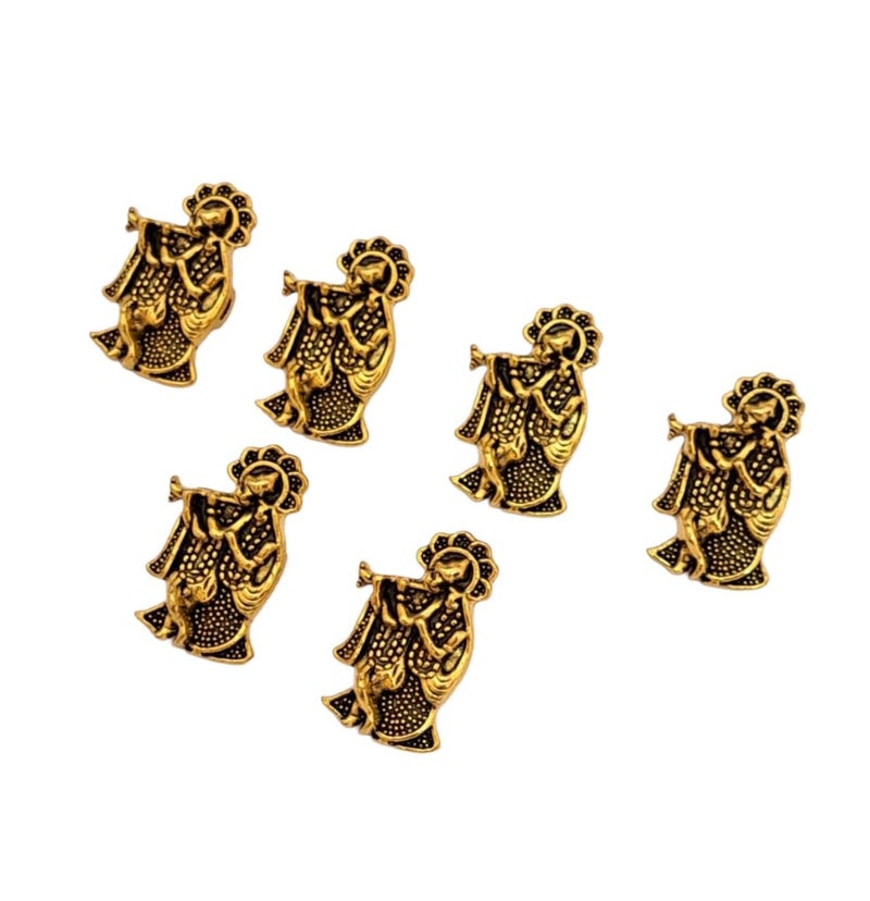 meryCraft meryCraft Antique Golden Krishna Charms ConnectorsFindings for DIY Necklace Bracelet Jewellery and Rakhi MakingSize 20x10MM Pack of 5 Pieces 