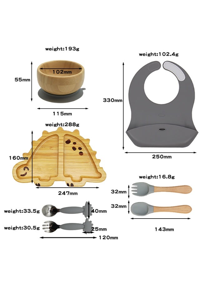 NENES Bamboo and silicone baby feeding set, BLW, newborn gift, baby, toddler (Dinosaur) - Image 3