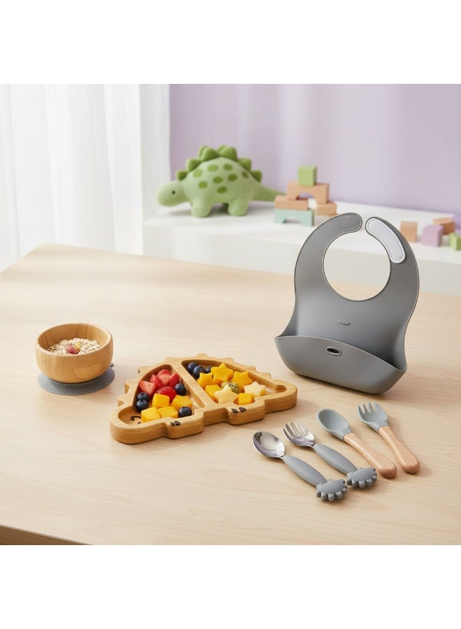 NENES Bamboo and silicone baby feeding set, BLW, newborn gift, baby, toddler (Dinosaur) - Image 2
