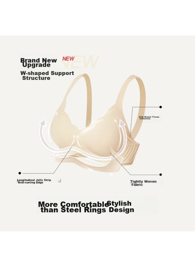 Ubras Yushuoxin Same Style Diamond Mesh Soft Support Petal Cup Bra, Women's Underwear, Brassiere, Vest - Moon Rock Color, S - Image 1