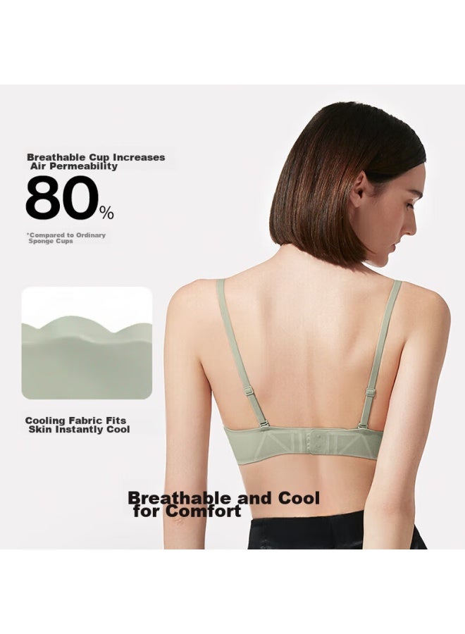 Ubras Yushuoxin Same Style Diamond Mesh Soft Support Petal Cup Bra, Women's Underwear, Brassiere, Vest - Moon Rock Color, S - Image 2