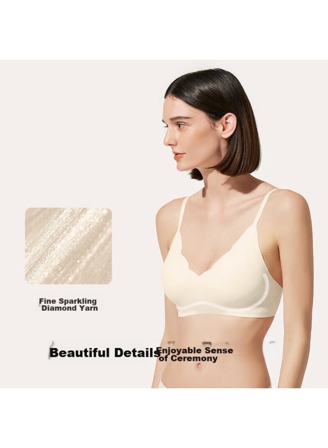 Ubras Yushuoxin Same Style Diamond Mesh Soft Support Petal Cup Bra, Women's Underwear, Brassiere, Vest - Moon Rock Color, S - Image 3