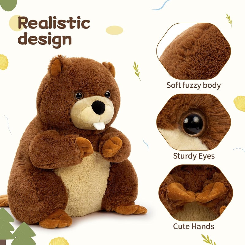 MorisMos Plush Beaver with Puppies, XXL Realistic Beavers Puppet Plush Toy Animals Large Soft Kawaii, Cute Christmas Gift for Children Girl Boy Birthday (45 cm) - Image 4