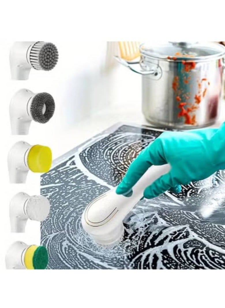 ارواق فرشاة تنظيف كهربائية 5 في 1 - فرشاة لاسلكية متعددة الوظائف مع 5 رؤوس قابلة للتبديل - Image 3