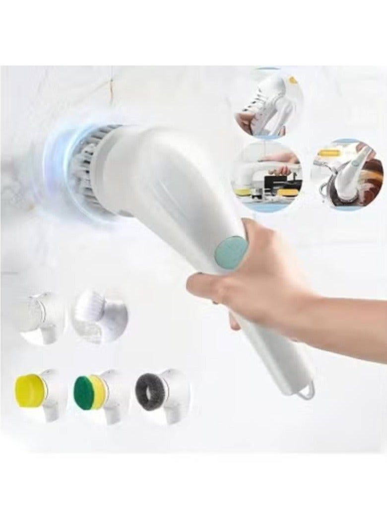 ارواق فرشاة تنظيف كهربائية 5 في 1 - فرشاة لاسلكية متعددة الوظائف مع 5 رؤوس قابلة للتبديل - Image 1