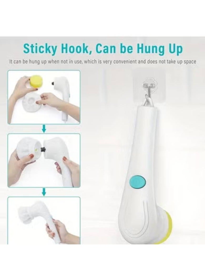 ارواق فرشاة تنظيف كهربائية 5 في 1 - فرشاة لاسلكية متعددة الوظائف مع 5 رؤوس قابلة للتبديل - Image 2