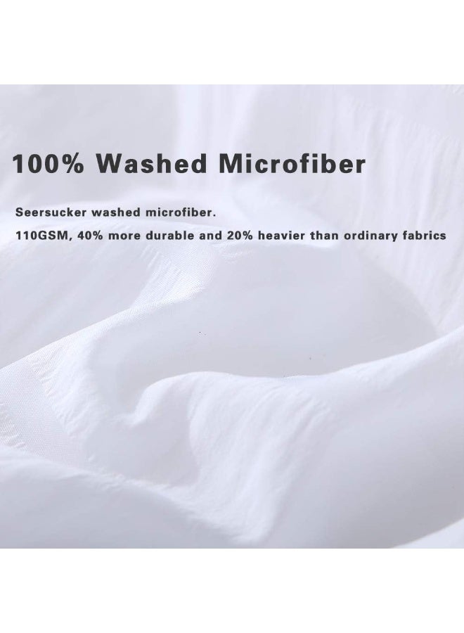 Avelom  White Duvet Cover Set California King Size (104 X 98 Inches), 3 Pieces (1 Duvet Cover + 3 Pillowcases), Seersucker Soft Washed Microfiber, Textured Duvet Cover With Zipper Closure, Corner Ties  - Image 3