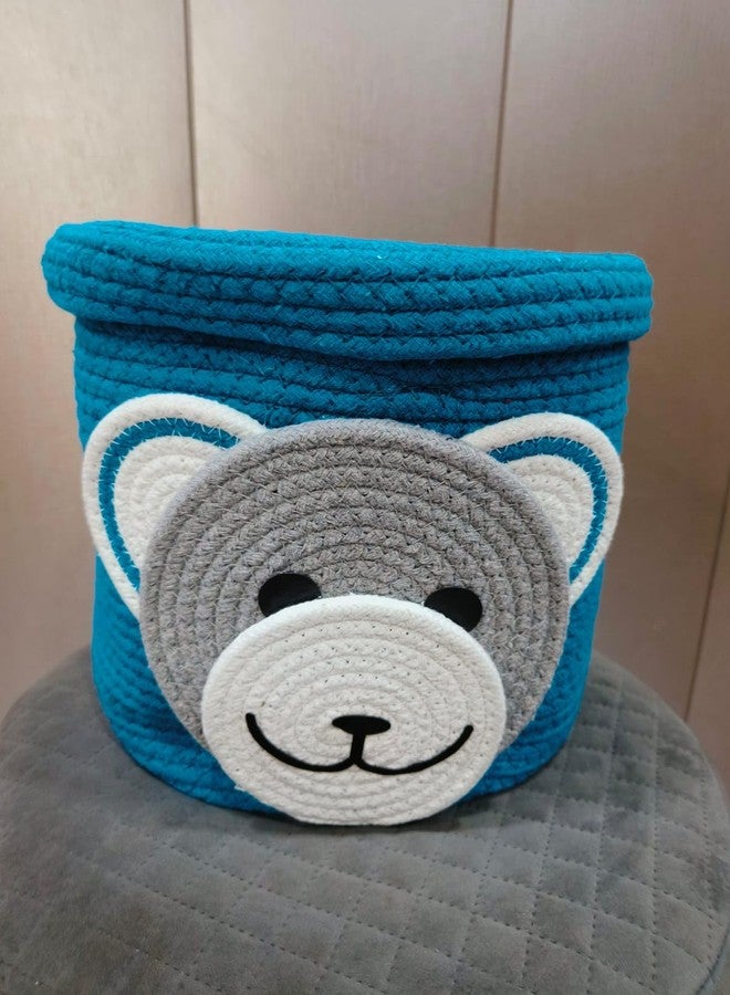 Jutepie Animal Storage Basket for Kids, Giraffe Rope Storage Basket for Baby Diaper, Stuffed Animal Storage Bin Rope Basket for Kids Toy, Baby Laundry Baskets (lion) (Blue Monkey) - Image 1