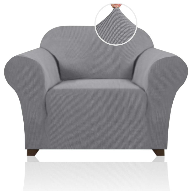 PrinceDeco Stretch Chair Cover Chair Slipcovers with Arms 1Piece Chair Sofa Slipcovers or Living Room Non Slip Armchair Cover Furniture Protector Dogs Pet FriendlyArmchairDove