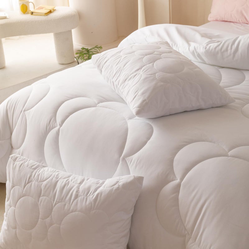CLOTHKNOW White Daisy Puff Comforter Set Queen 3Pcs Boho Bedding Comforter Sets Floral Queen Comforter Soft White Queen Size Comforter Sets - Image 5