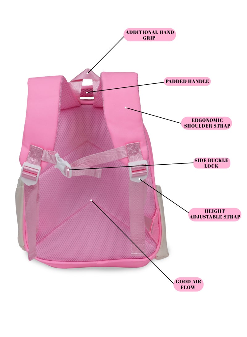 PRESIDENT School Backpack with Small item pouch Waterproof Book Bag with Compartments for Elementary School Kids' School Bag With Large Capacity (SCP2501) PINK - Image 4