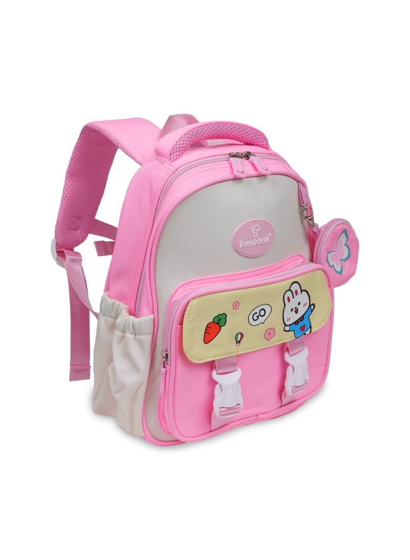 PRESIDENT School Backpack with Small item pouch Waterproof Book Bag with Compartments for Elementary School Kids' School Bag With Large Capacity (SCP2501) PINK - Image 3
