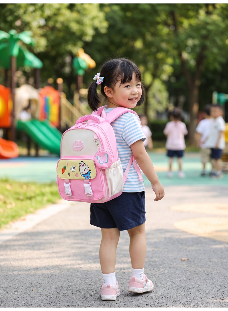 PRESIDENT School Backpack with Small item pouch Waterproof Book Bag with Compartments for Elementary School Kids' School Bag With Large Capacity (SCP2501) PINK - Image 5