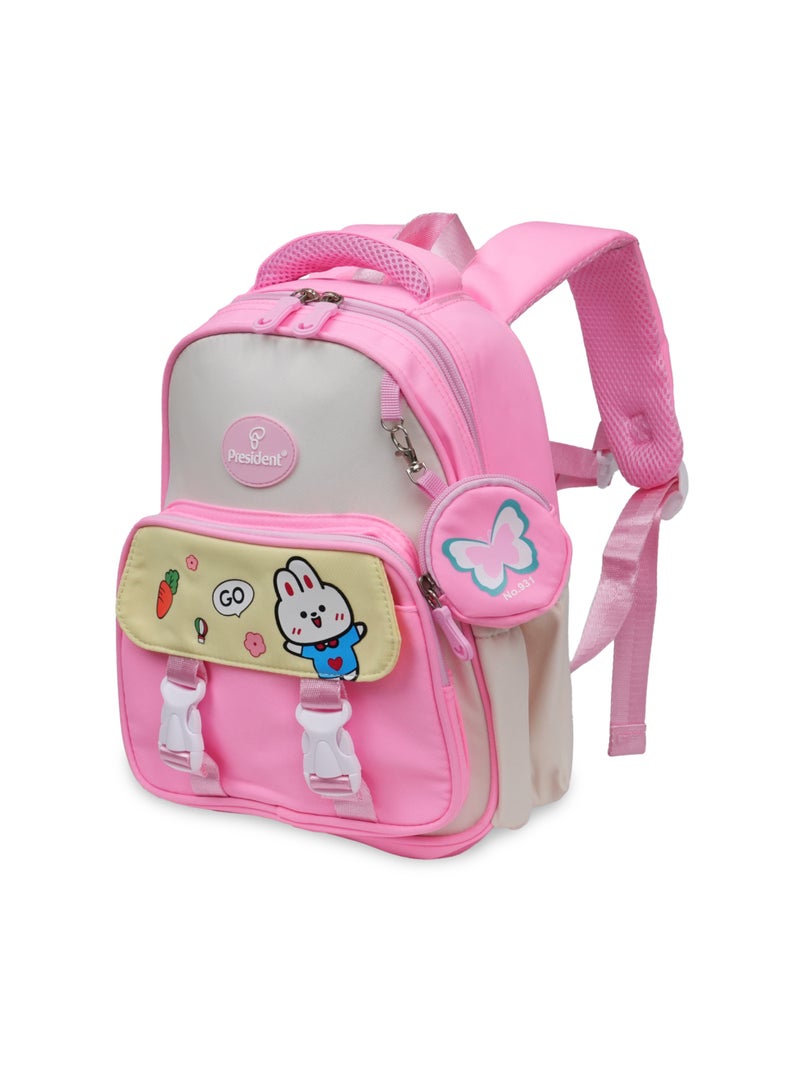 PRESIDENT School Backpack with Small item pouch Waterproof Book Bag with Compartments for Elementary School Kids' School Bag With Large Capacity (SCP2501) PINK - Image 2