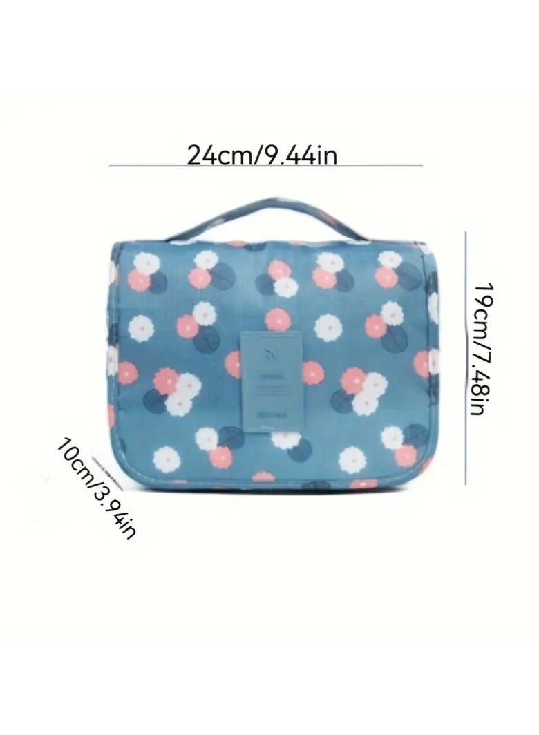 Goolsky Canvas Travel Toiletry Bag , Multifunctional Hanging Cosmetic Organizer With Hook, His and Hers Non-Waterproof Portable Bathroom Storage Bags with Multiple Compartments, Floral Pattern, Unscented - Image 3