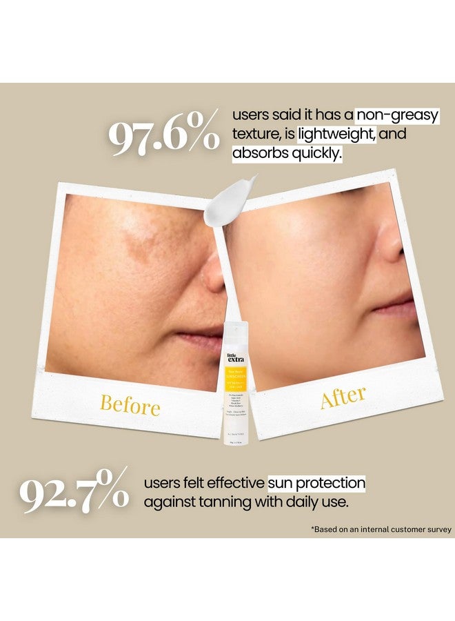 little extra Rice Berry Sunscreen, Spf 50 Pa++++, Uva/B, Fast Absorbing, With Niacinamide, Kojic Acid, Vitamin C, Black Rice Water For Bright, Glowing Skin, No White Cast, Light Weight, 50G, All - Image 4