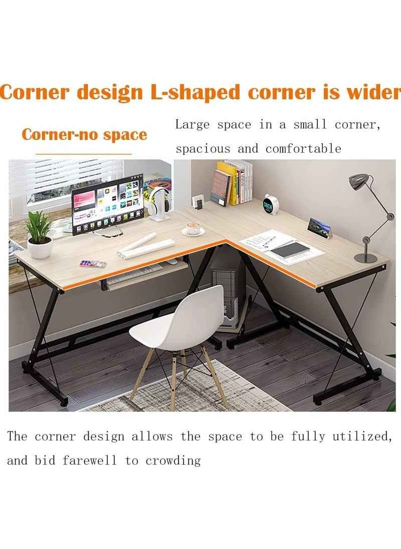 Modern L-Shaped Computer Desk – Sturdy, Stylish, Office Desk with Keyboard Tray