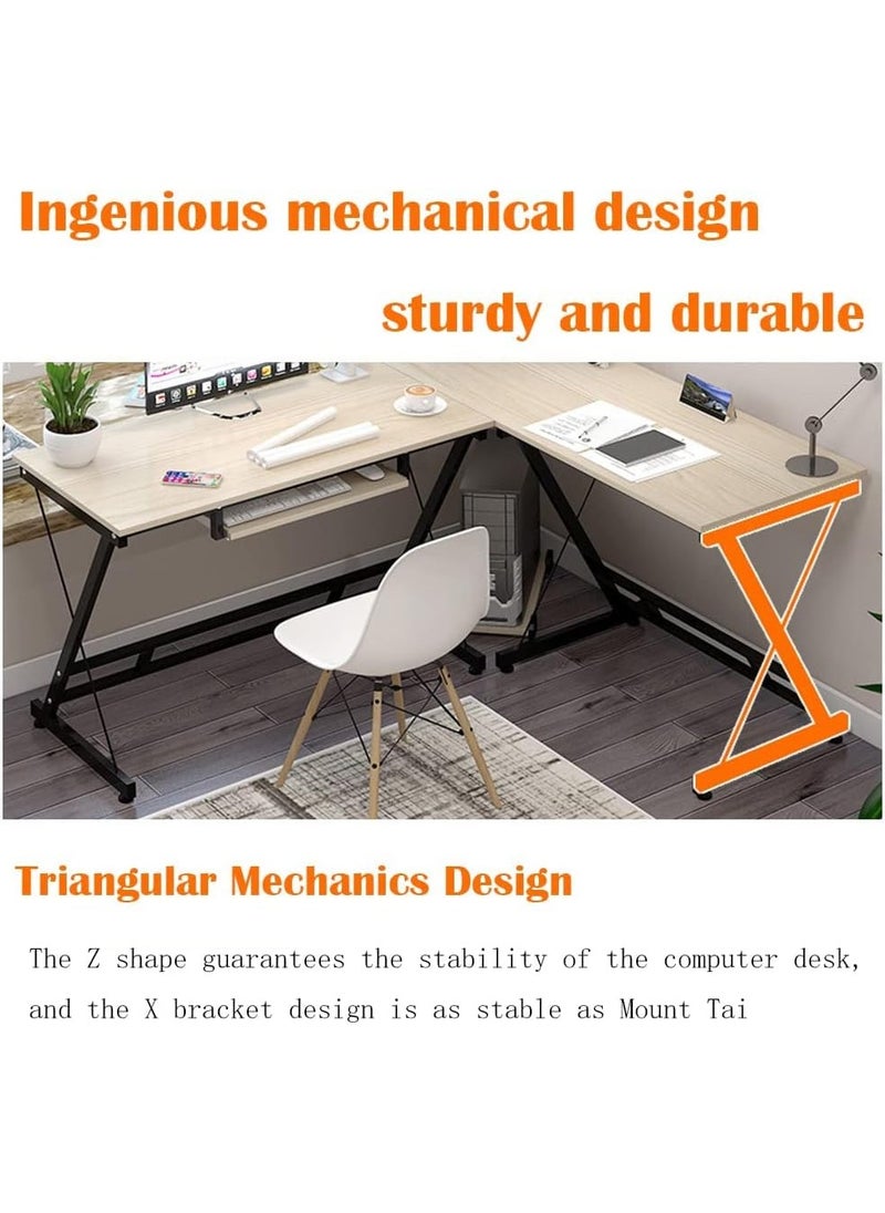 Modern L-Shaped Computer Desk – Sturdy, Stylish, Office Desk with Keyboard Tray