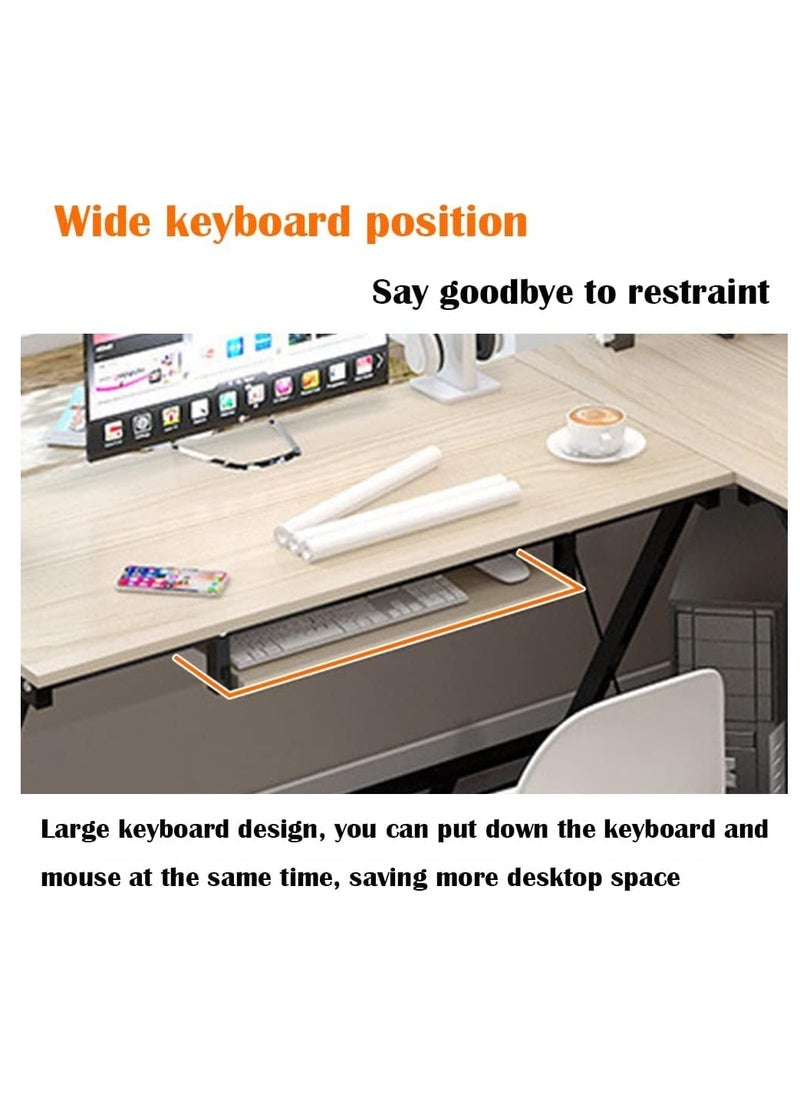 Modern L-Shaped Computer Desk – Sturdy, Stylish, Office Desk with Keyboard Tray
