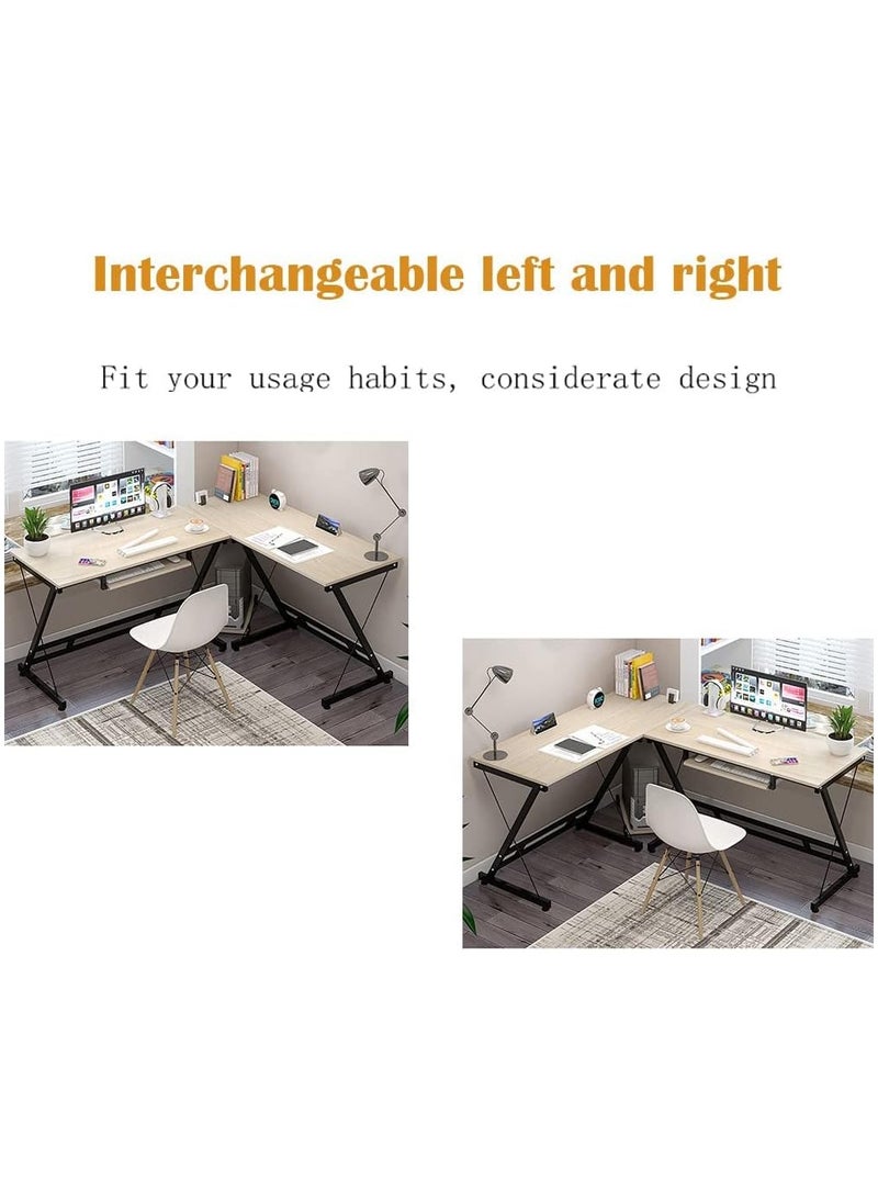 Modern L-Shaped Computer Desk – Sturdy, Stylish, Office Desk with Keyboard Tray