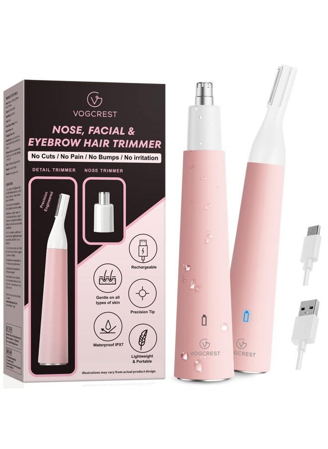 VG VOGCREST Nose Hair Trimmer for Women, Portable, Waterproof, Rechargeable, 2-in-1 Trimmer, Easy to Clean, Suitable for Sensitive Skin  - Image 1