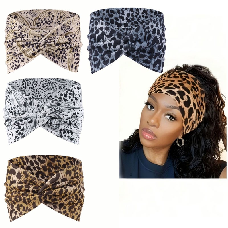 Bohemian Printed Sports Headband for Yoga, Wide Elastic Hair Band, Unisex Turban Style Headwrap