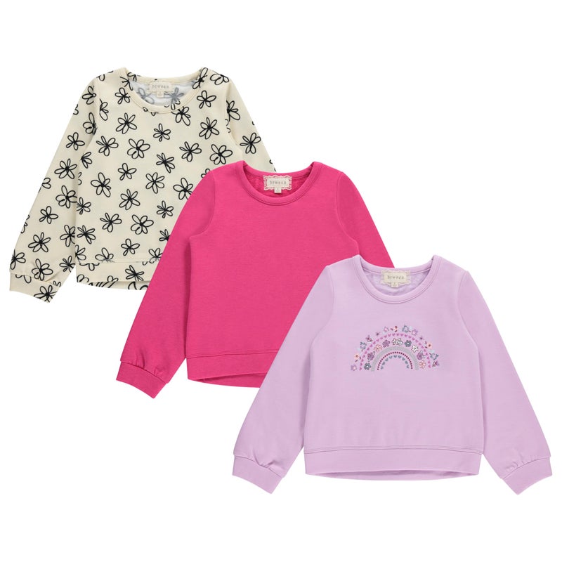 BTween Girls 3 Piece CrewithNeck Fleece Sweatshirt Set Long Sleeve Cotton Blend Pullover, Soft and Comfortable, Sizes 4-12 - Image 1