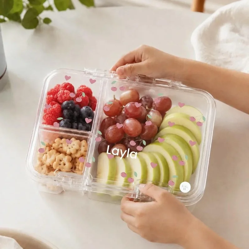 Little IA multicolour Cherry Tritan Snack Box - 3 Compartments for Women | Best Price UAE