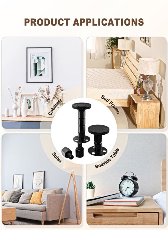 MERDTTES 2PCS Adjustable Threaded Bed Frame Anti-Shake Tool, Upgraded Headboard stoppers with Free Furniture Pads, Easy Installation Bedside Anti-Shake Tool for Headboards, Cabinets and Sofas, 1.18-4.13in - Image 5