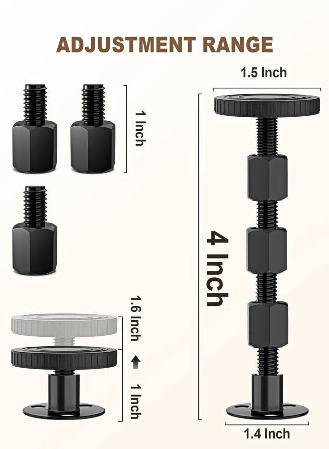 MERDTTES 2PCS Adjustable Threaded Bed Frame Anti-Shake Tool, Upgraded Headboard stoppers with Free Furniture Pads, Easy Installation Bedside Anti-Shake Tool for Headboards, Cabinets and Sofas, 1.18-4.13in - Image 2