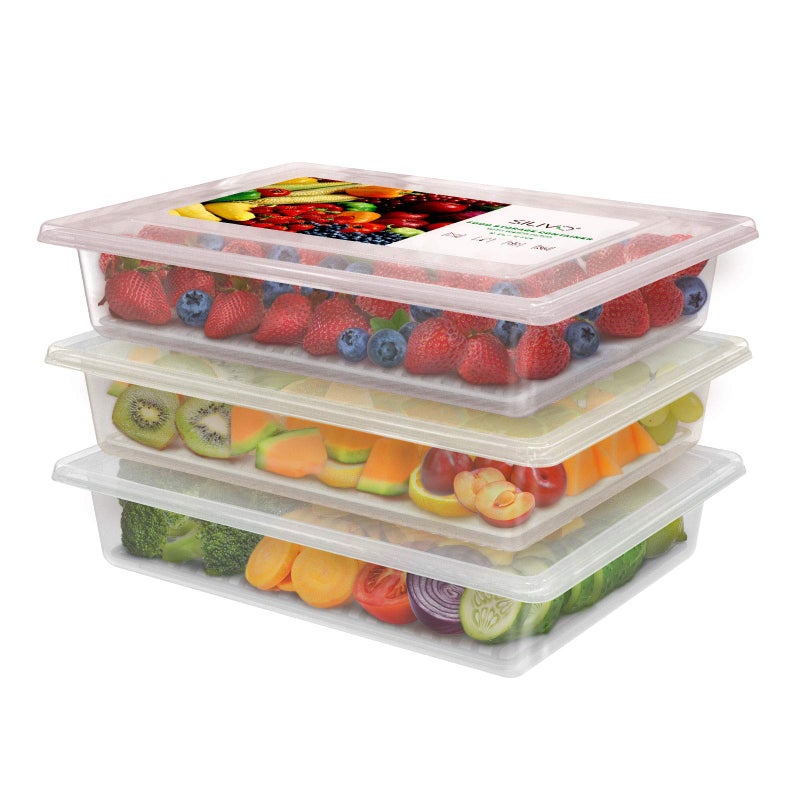 SILIVO Fridge Produce Saver Containers (3 Pack) - 2.5L Drain Tray Keeps Veggies, Fruits, Lettuce Fresh - Image 1