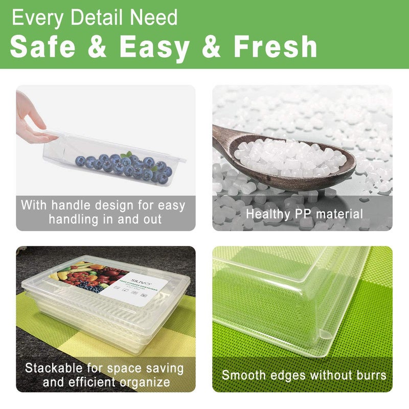 SILIVO Fridge Produce Saver Containers (3 Pack) - 2.5L Drain Tray Keeps Veggies, Fruits, Lettuce Fresh - Image 5