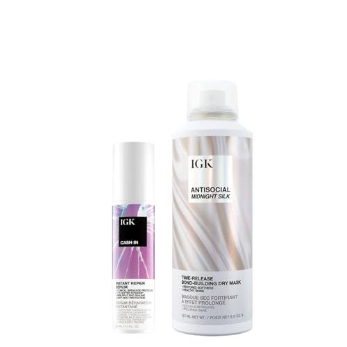 IGK BondBuilding Repair Set ANTISOCIAL BondBuilding Dry Hair Mask CASH IN Instant Repair Serum Repair Protect Soften Vegan Cruelty Free New and Improved Scent - Image 1