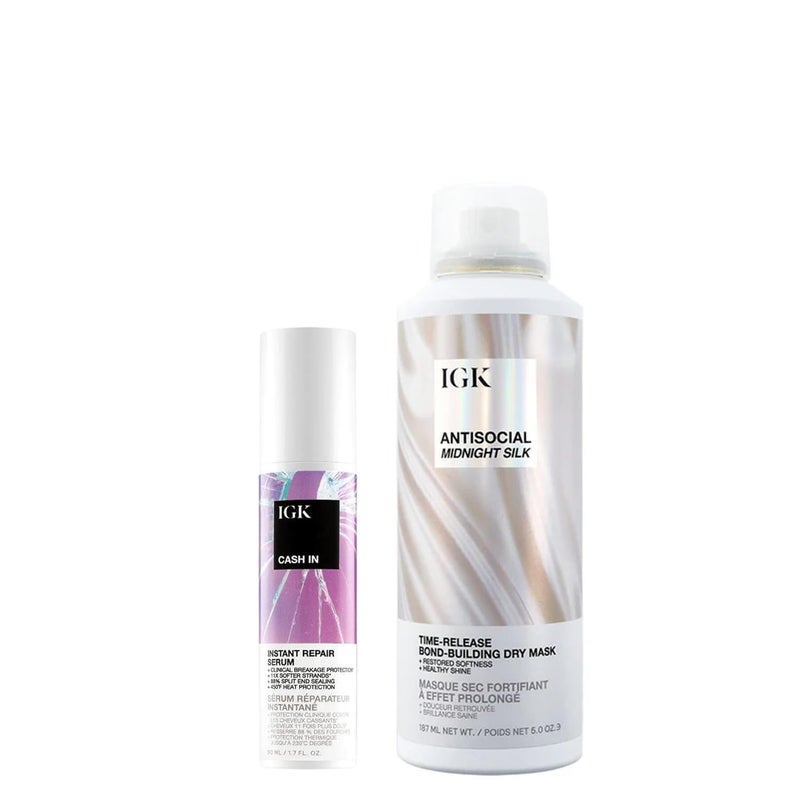 IGK BondBuilding Repair Set ANTISOCIAL BondBuilding Dry Hair Mask CASH IN Instant Repair Serum Repair Protect Soften Vegan Cruelty Free New and Improved Scent - Image 2