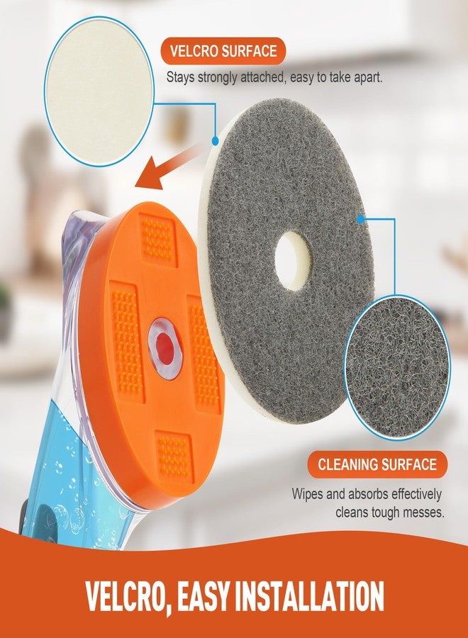 CLEANHOME عصا غسيل الأطباق من كلين هوم مزودة بموزع صابون وفرشاة تنظيف مع 6 وسادات إسفنجية قابلة للاستبدال بشريط لاصق سحري لتنظيف الأطباق وحوض المطبخ والأواني والمقالي والمرحاض وحوض الاستحمام - Image 2