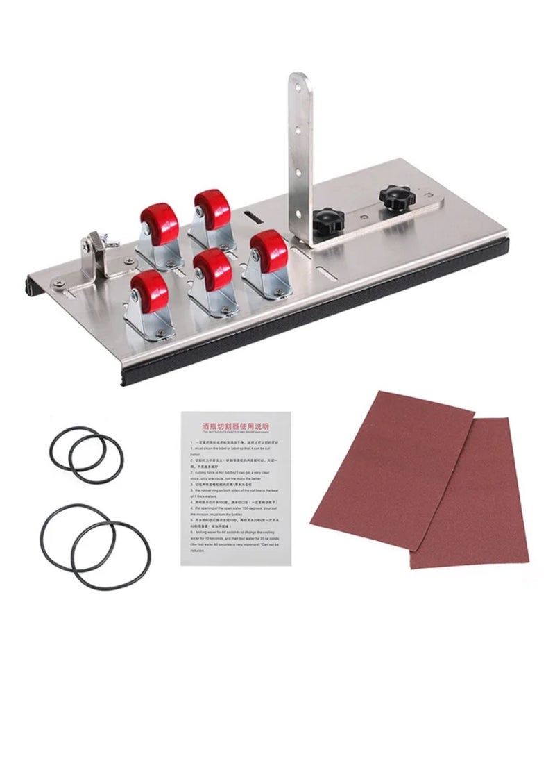 Generic - Stainless Steel Glass Bottle Cutter DIY Tool Wine Beer Bottles Cutting Tool with Five Wheels Cutting Machine Silver 30.0x16.0x5.0cm - Image 1