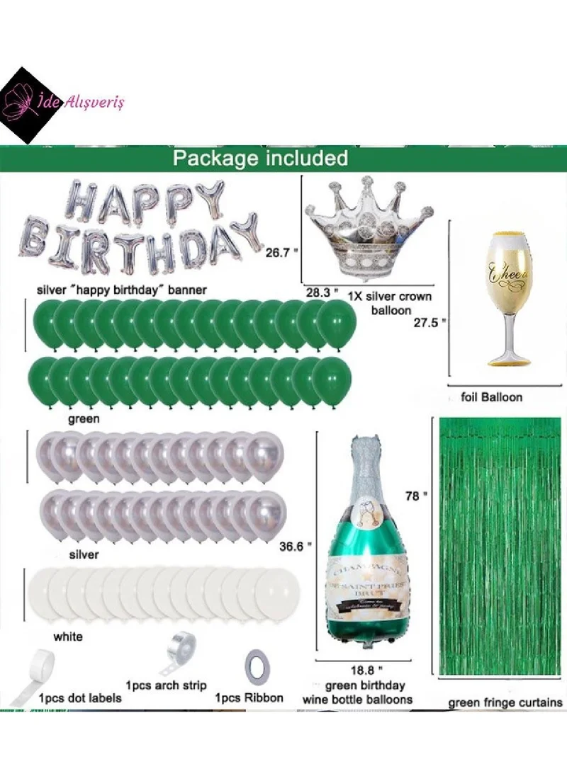 Bkmc Green Birthday Decorations,Birthday Decorations,Green and Silver Party Decorations for Boys Girls