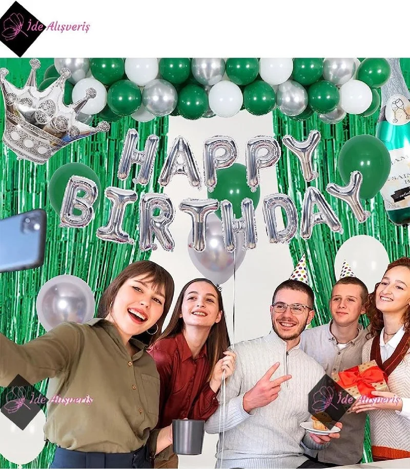 Bkmc Green Birthday Decorations,Birthday Decorations,Green and Silver Party Decorations for Boys Girls