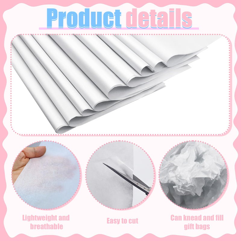 RYKOMO 100 Sheets 15 x 20 Inch Acid Free Tissue Paper for Storage, Unbuffered No Acid Papers White Tissue Paper Large Wrapping Papers Bulk for Preserving Clothing Valentine's Day Gift Present Bag Wrap - Image 3