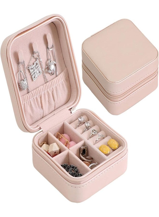 Global Impex Mini Jewelry Travel Organizer Storage Box with Dividers Container for Rings, Earrings & Necklaces | Perfectly Sized for Organizing Your Favorite Accessories (Peach) - Image 1