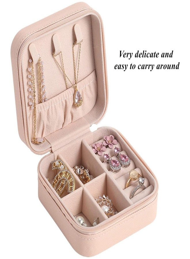 Global Impex Mini Jewelry Travel Organizer Storage Box with Dividers Container for Rings, Earrings & Necklaces | Perfectly Sized for Organizing Your Favorite Accessories (Peach) - Image 2