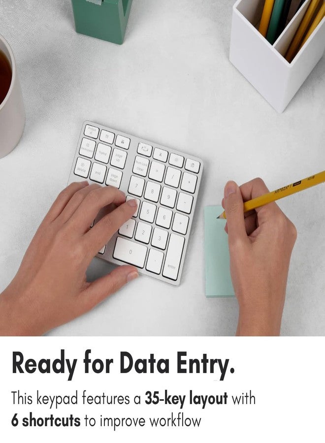 Macally Wireless Number Pad for Laptop - Rechargeable Bluetooth Keypad - Ultra Slim 35-Key Numeric Keypad for Entering Data Compatible with MacBook iPad iPhone iOS Laptop Windows Android - Image 2