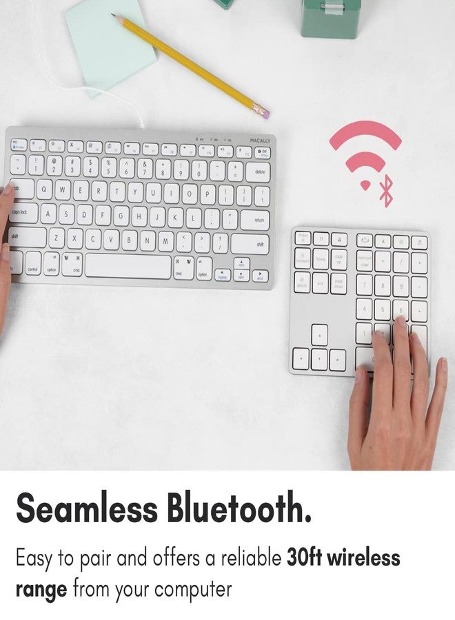 Macally Wireless Number Pad for Laptop - Rechargeable Bluetooth Keypad - Ultra Slim 35-Key Numeric Keypad for Entering Data Compatible with MacBook iPad iPhone iOS Laptop Windows Android - Image 3