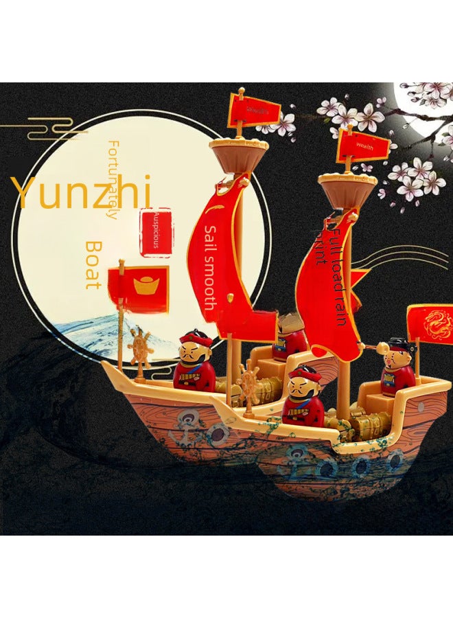 Qy Pirate Ship Model Assembly Ornament Sunny Boy Diy Toy Boys Educational Creative Building Blocks Toy-Color:Lucky Forever Swing Ship 【electric Assembly】】 - Image 3