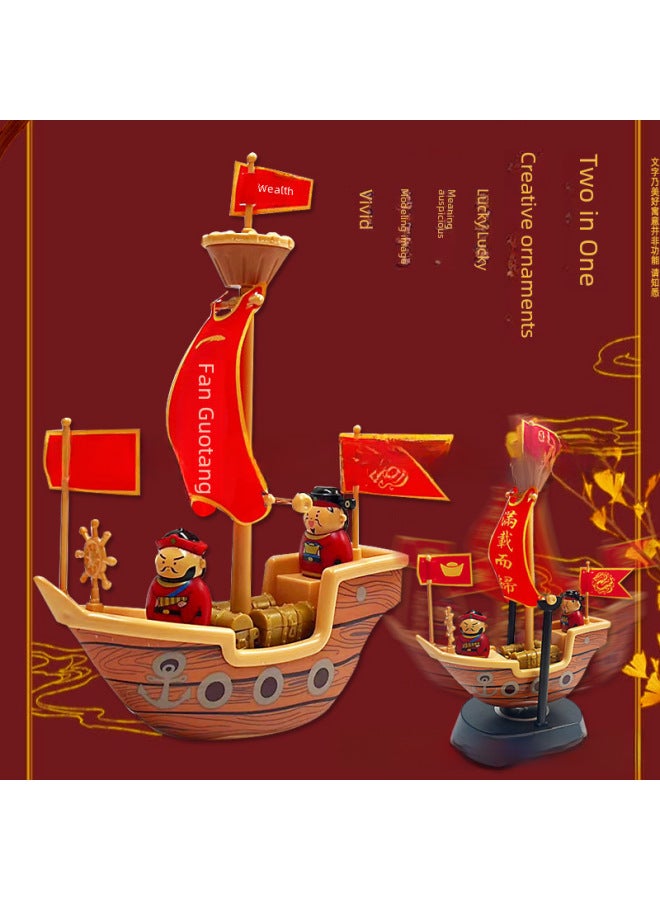 Qy Pirate Ship Model Assembly Ornament Sunny Boy Diy Toy Boys Educational Creative Building Blocks Toy-Color:Lucky Forever Swing Ship 【electric Assembly】】 - Image 5