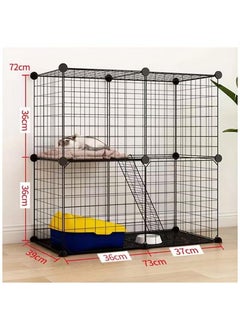 XiuWoo 2-Tier Small Cat House Cat Indoor Cage, Pet Playpen Indoor, Detachable Metal Wire Small Animal Cages, Kitten Enclosures with 2 Door, No Litter Box, Black  - Image 2